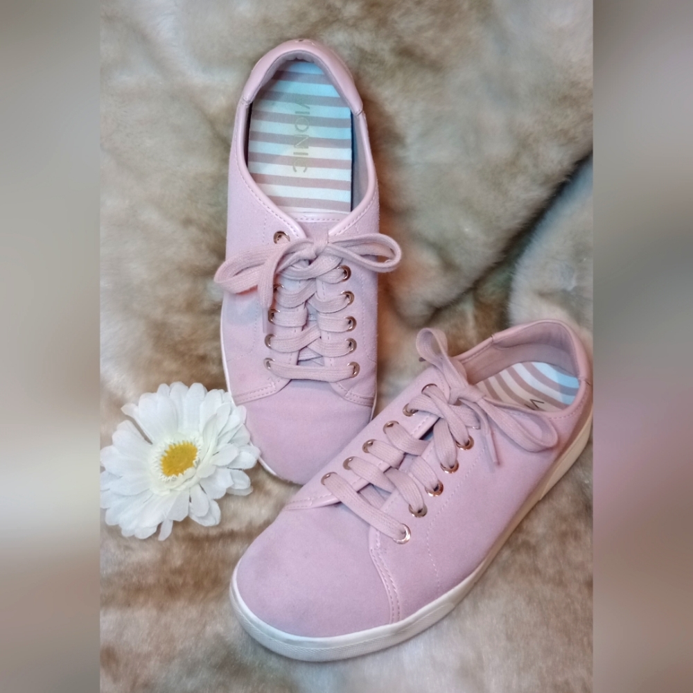 Vionic Brinley Low Top Lace Up Water Resistant Pink Suede Sneaker Shoe Womens 8